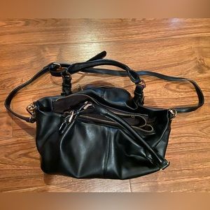 expressions, black leather purse